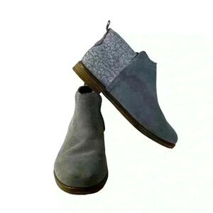 TOMS Classic Girl's Youth Deia Suede Bootie Slip-On Steel-Grey
